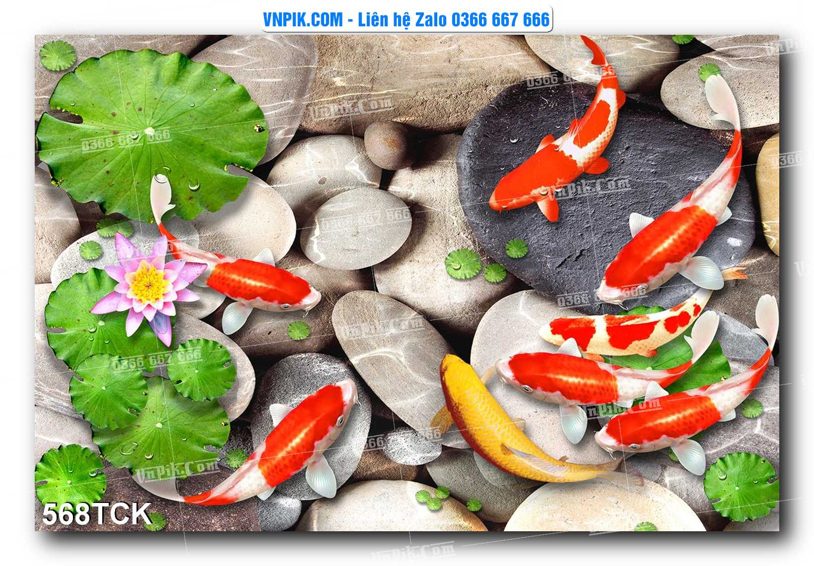 Tranh Hoa Sen – Cá Koi – Cá Chép  568TCK