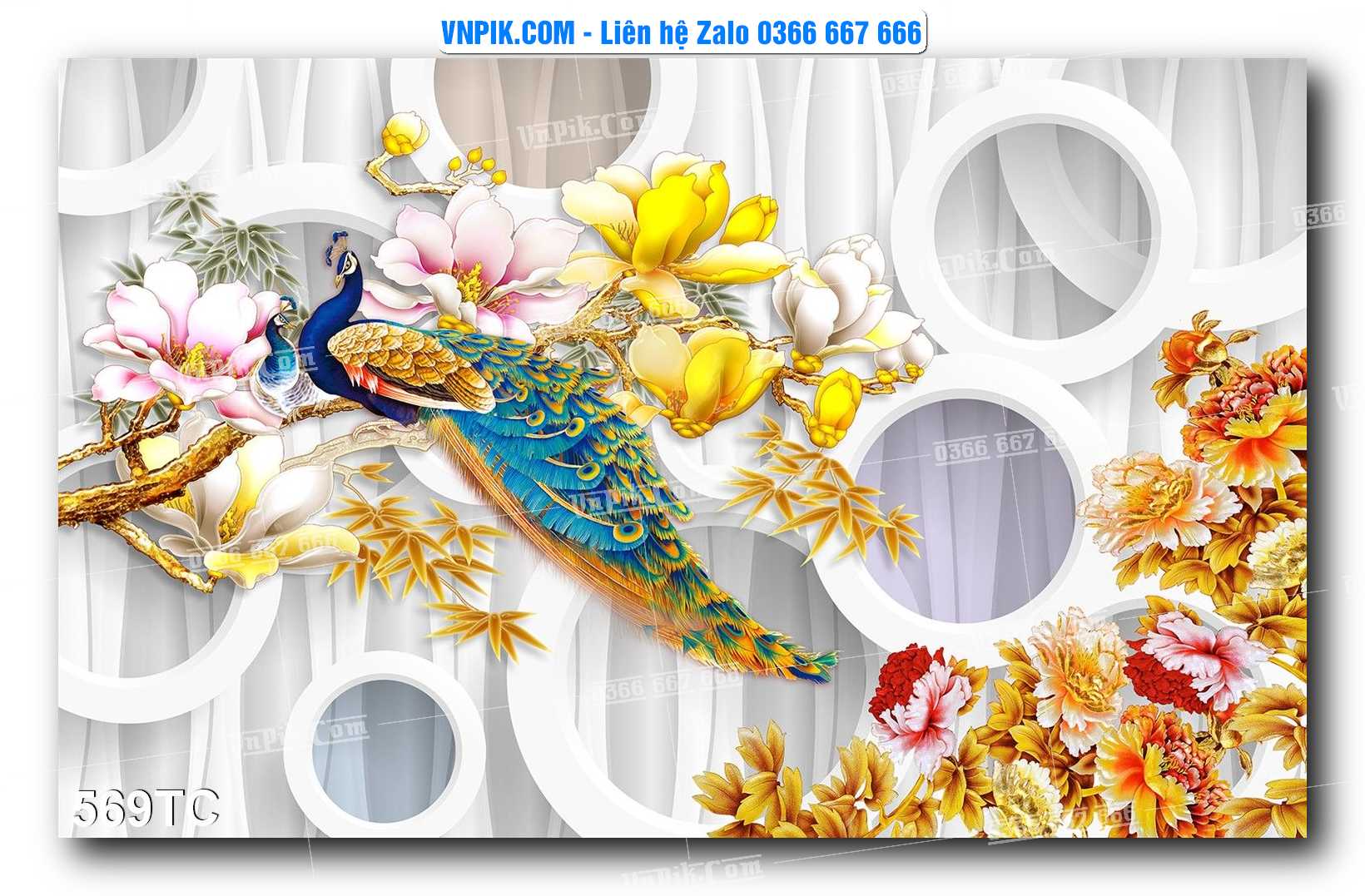 Tranh Treo Tường – Chim Công Hoa Mẫu Đơn 569TC