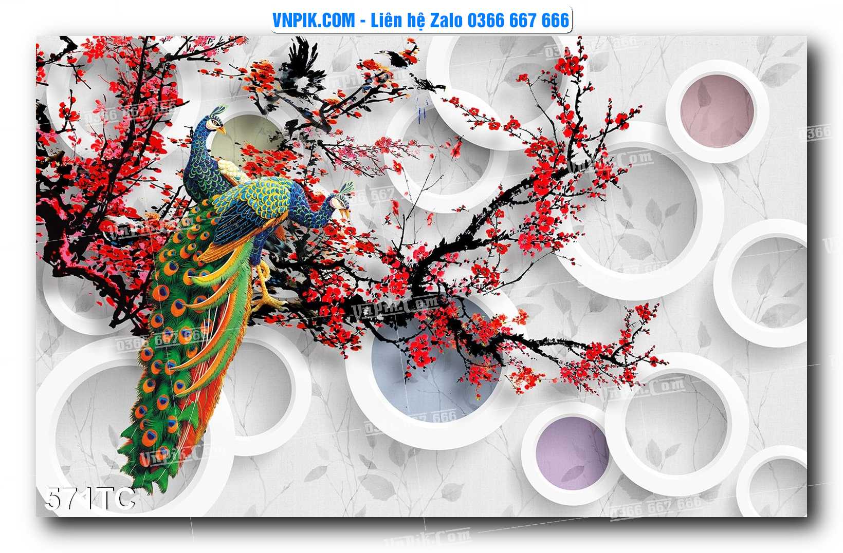 Tranh Treo Tường – Chim Công Hoa Mẫu Đơn 571TC