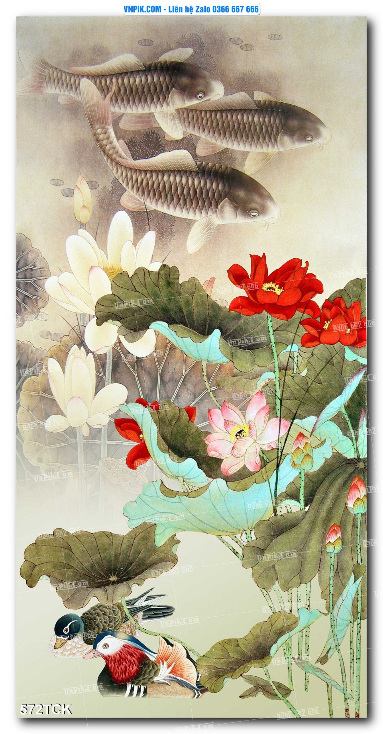 Tranh Hoa Sen – Cá Koi – Cá Chép  572TCK