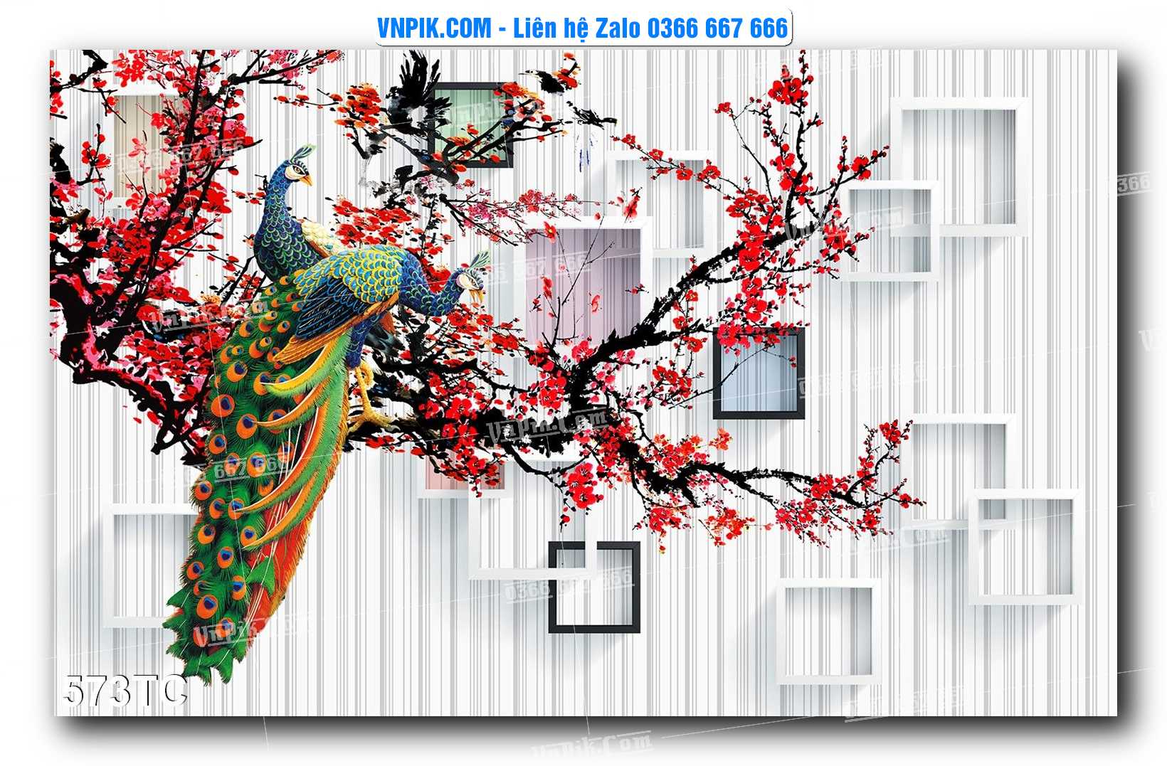 Tranh Treo Tường – Chim Công Hoa Mẫu Đơn 573TC