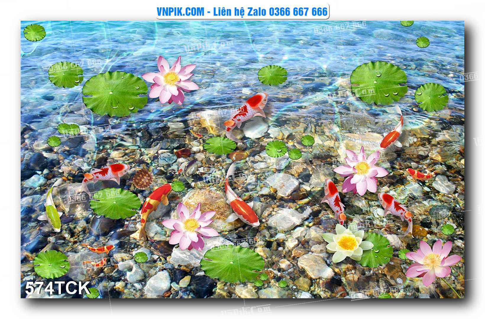 Tranh Hoa Sen – Cá Koi – Cá Chép  574TCK