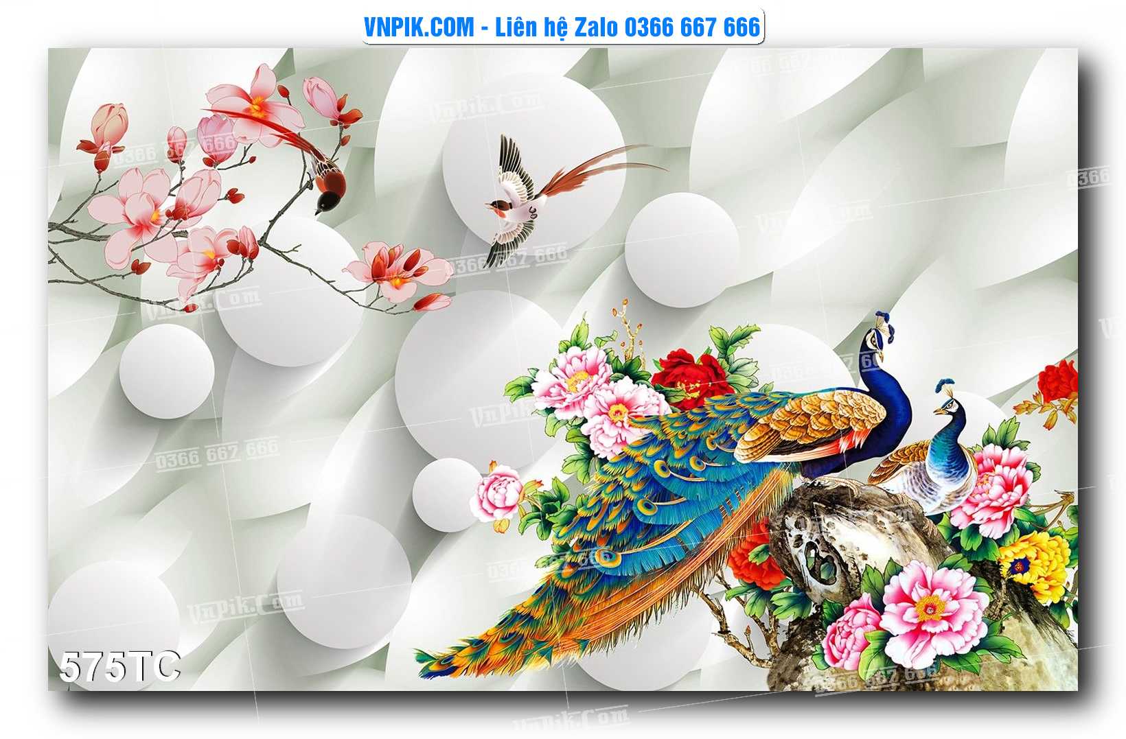 Tranh Treo Tường – Chim Công Hoa Mẫu Đơn 575TC