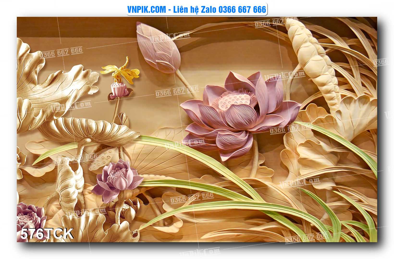 Tranh Hoa Sen – Cá Koi – Cá Chép  576TCK