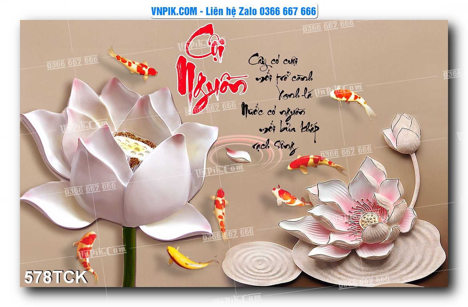 Tranh Hoa Sen – Cá Koi – Cá Chép  578TCK