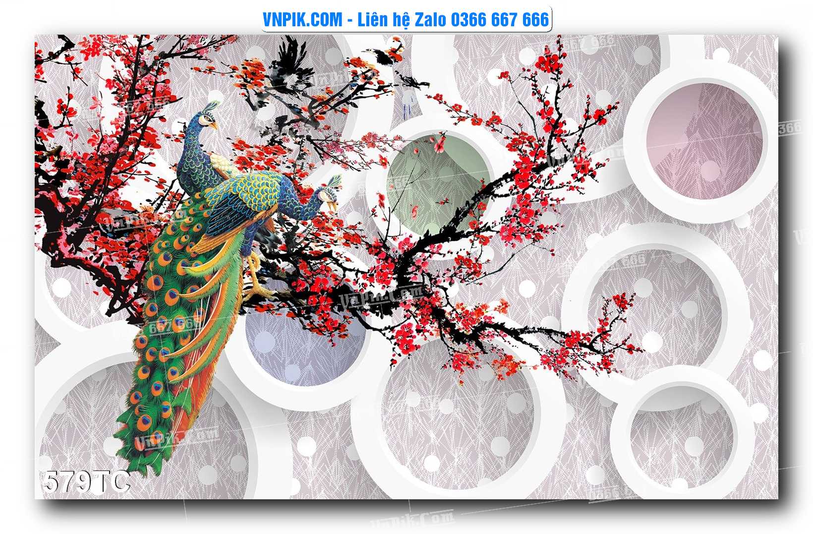 Tranh Treo Tường – Chim Công Hoa Mẫu Đơn 579TC