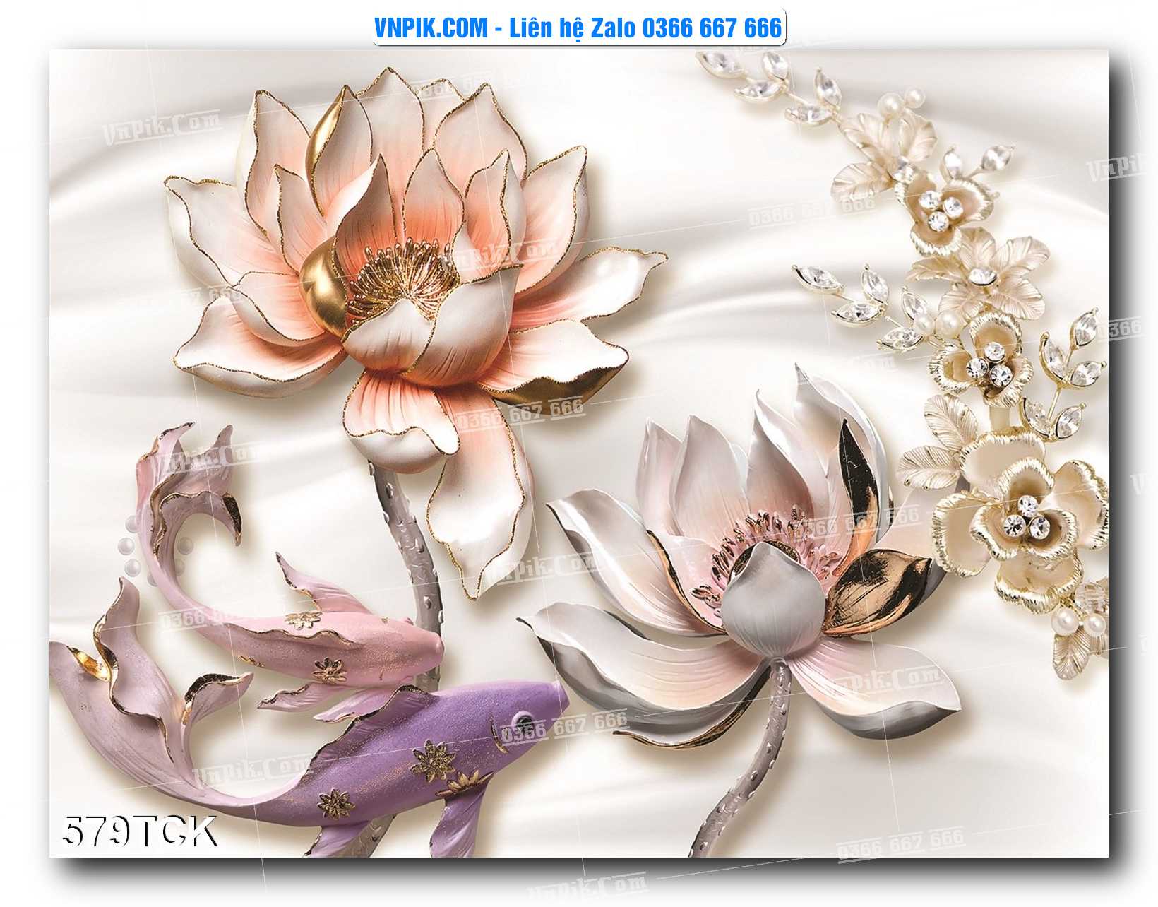 Tranh Hoa Sen – Cá Koi – Cá Chép  579TCK