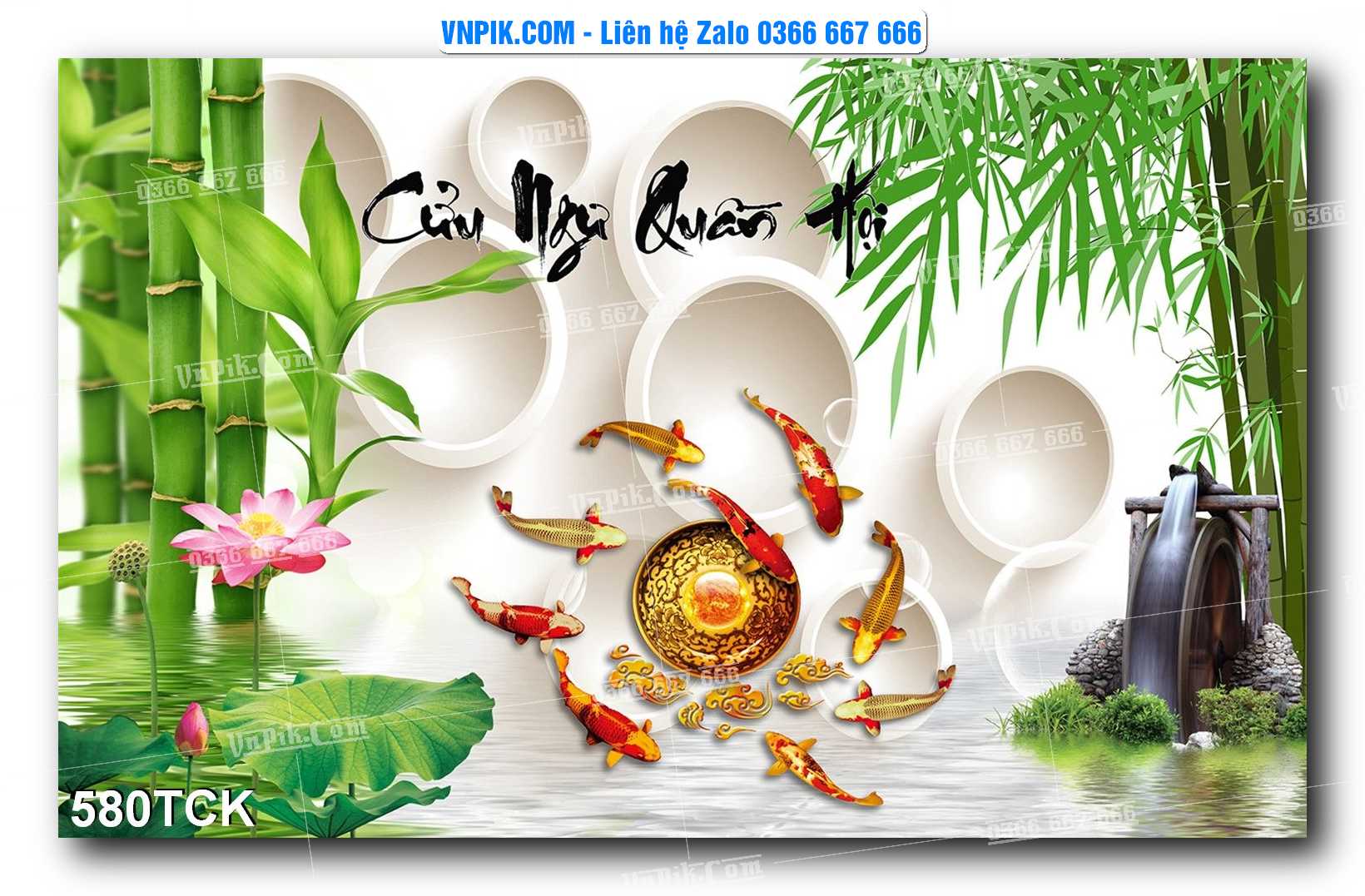 Tranh Hoa Sen – Cá Koi – Cá Chép  580TCK