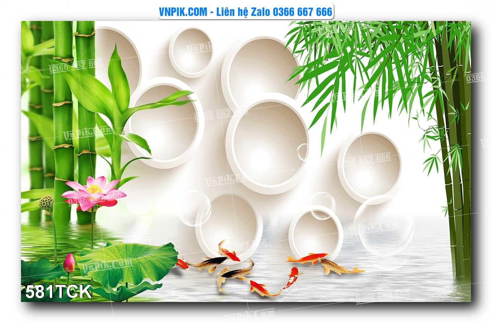Tranh Hoa Sen – Cá Koi – Cá Chép  581TCK