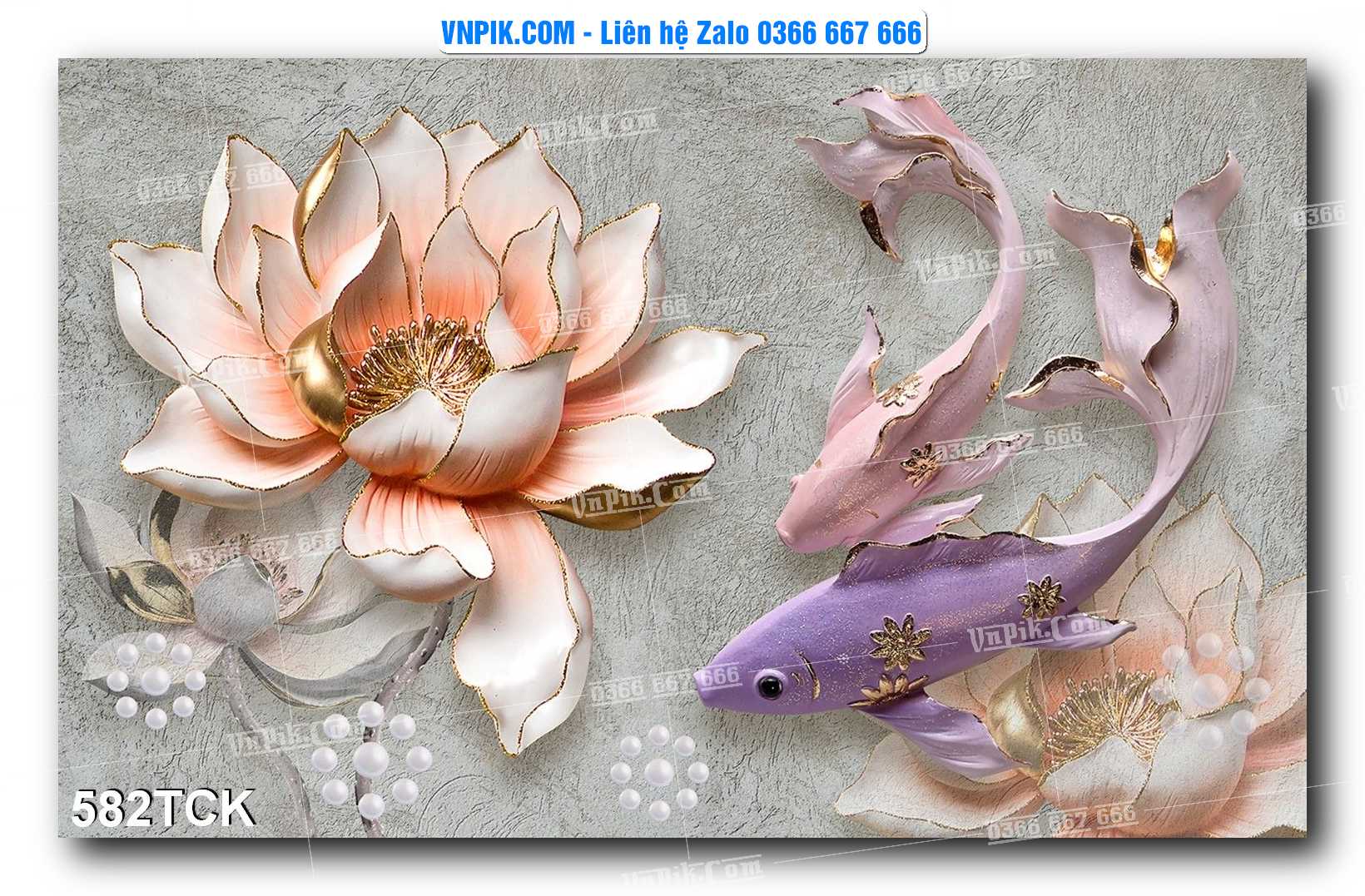 Tranh Hoa Sen – Cá Koi – Cá Chép  582TCK