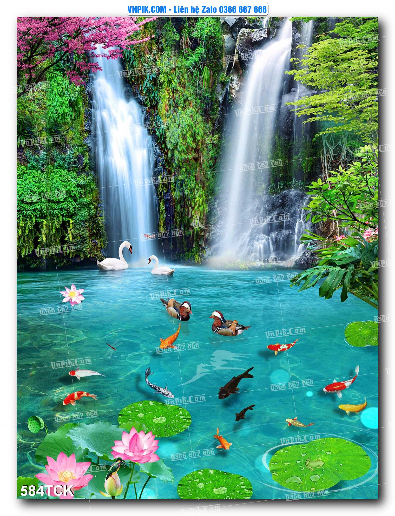 Tranh Hoa Sen – Cá Koi – Cá Chép  584TCK