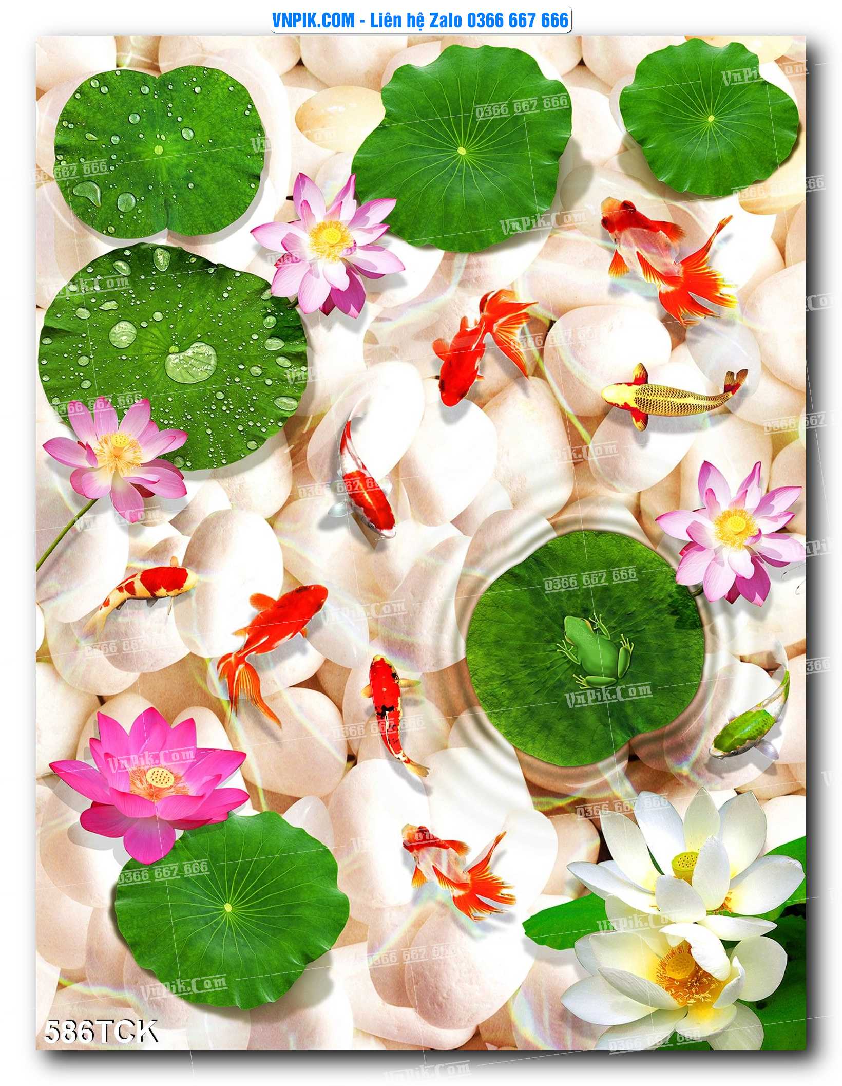 Tranh Hoa Sen – Cá Koi – Cá Chép  586TCK