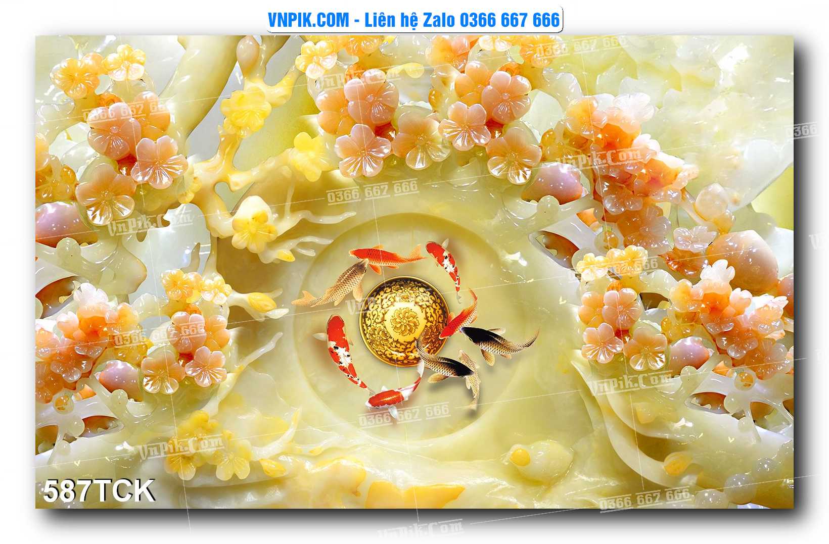 Tranh Hoa Sen – Cá Koi – Cá Chép  587TCK