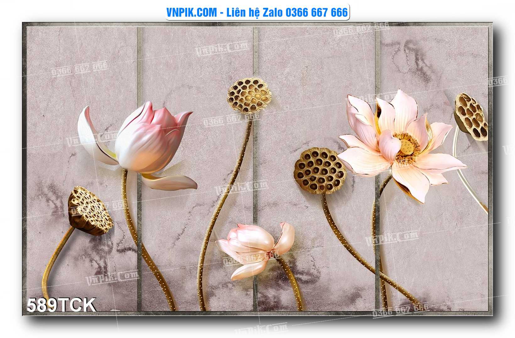 Tranh Hoa Sen – Cá Koi – Cá Chép  589TCK