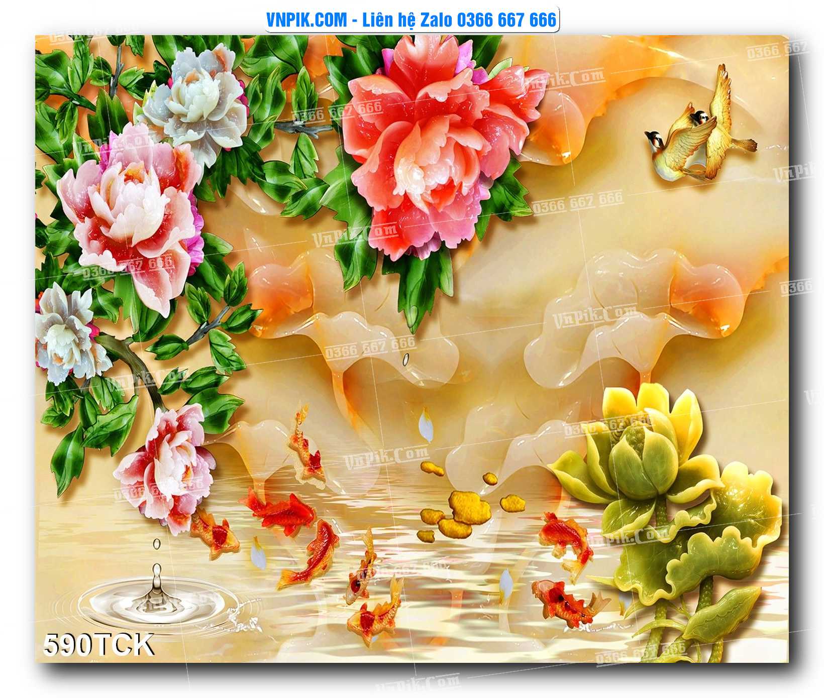 Tranh Hoa Sen – Cá Koi – Cá Chép  590TCK