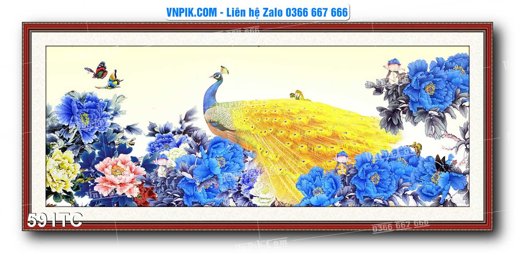 Tranh Treo Tường – Chim Công Hoa Mẫu Đơn 591TC