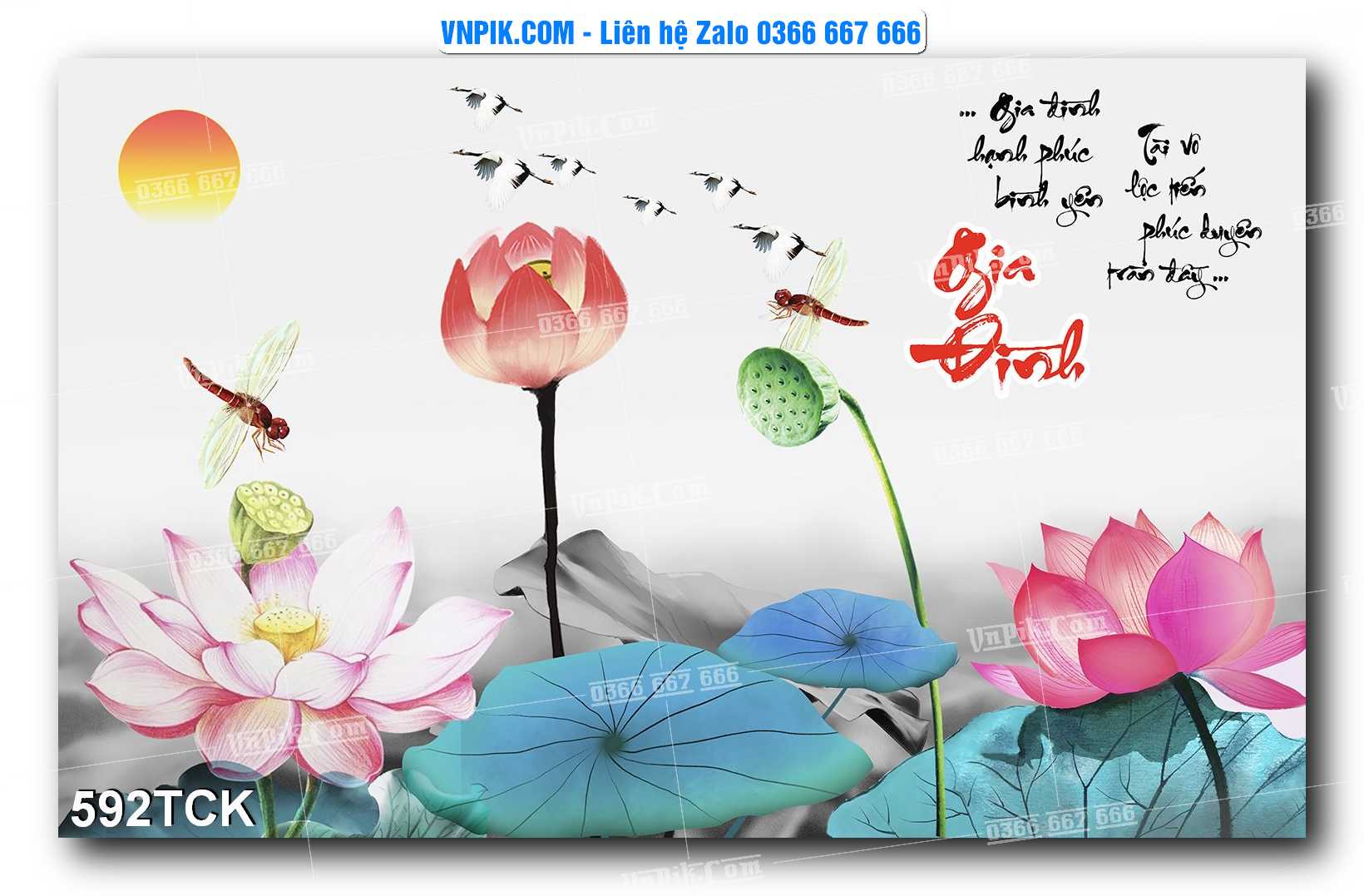 Tranh Hoa Sen – Cá Koi – Cá Chép  592TCK