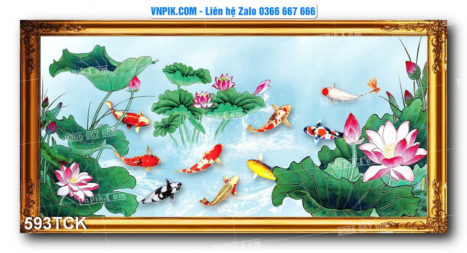 Tranh Hoa Sen – Cá Koi – Cá Chép  593TCK