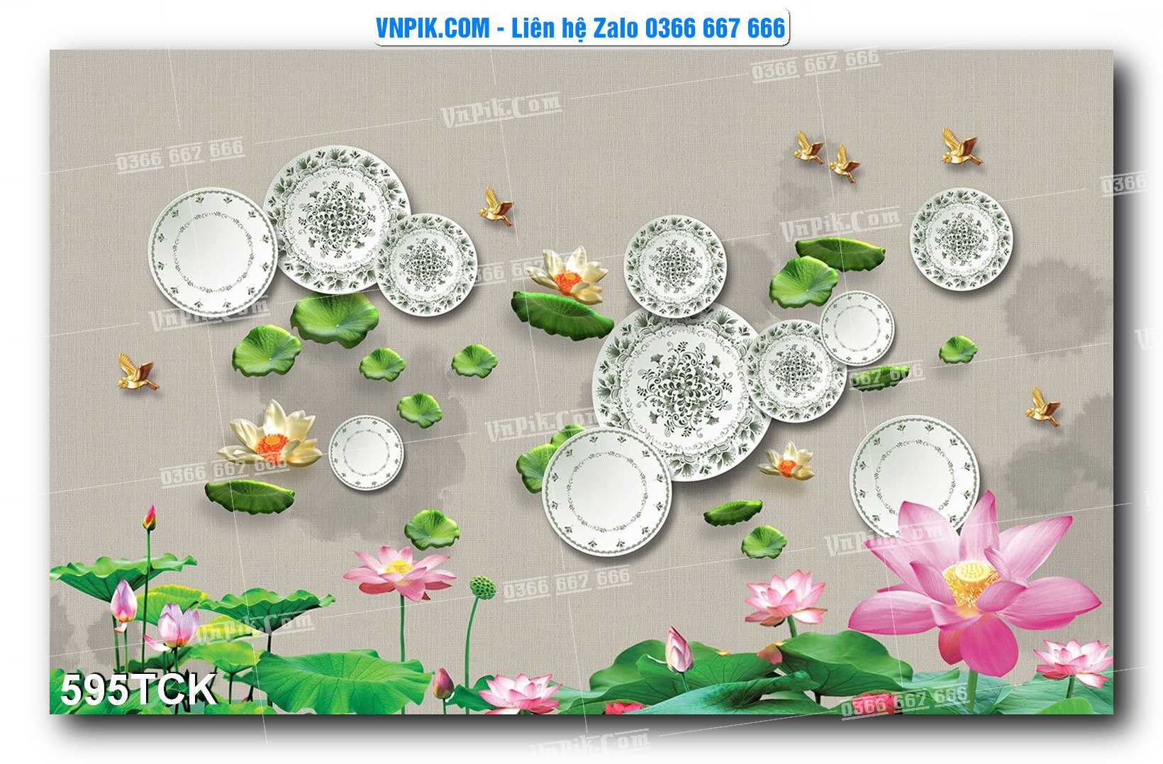 Tranh Hoa Sen – Cá Koi – Cá Chép  595TCK