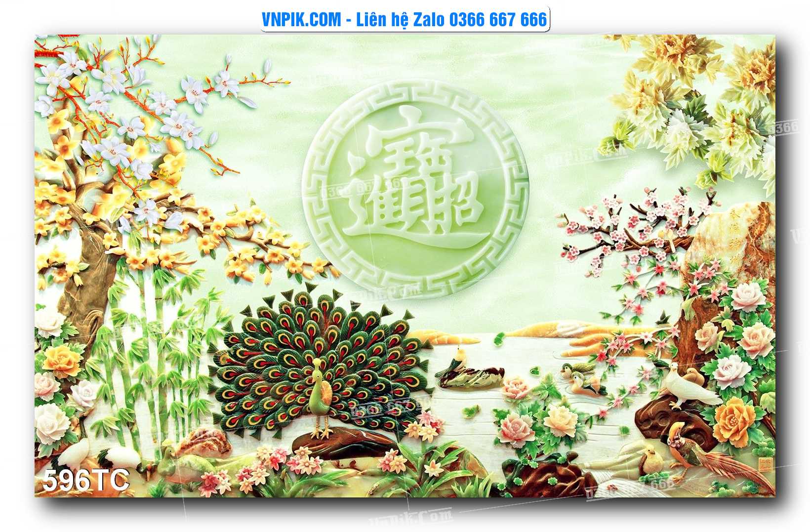 Tranh Treo Tường – Chim Công Hoa Mẫu Đơn 596TC