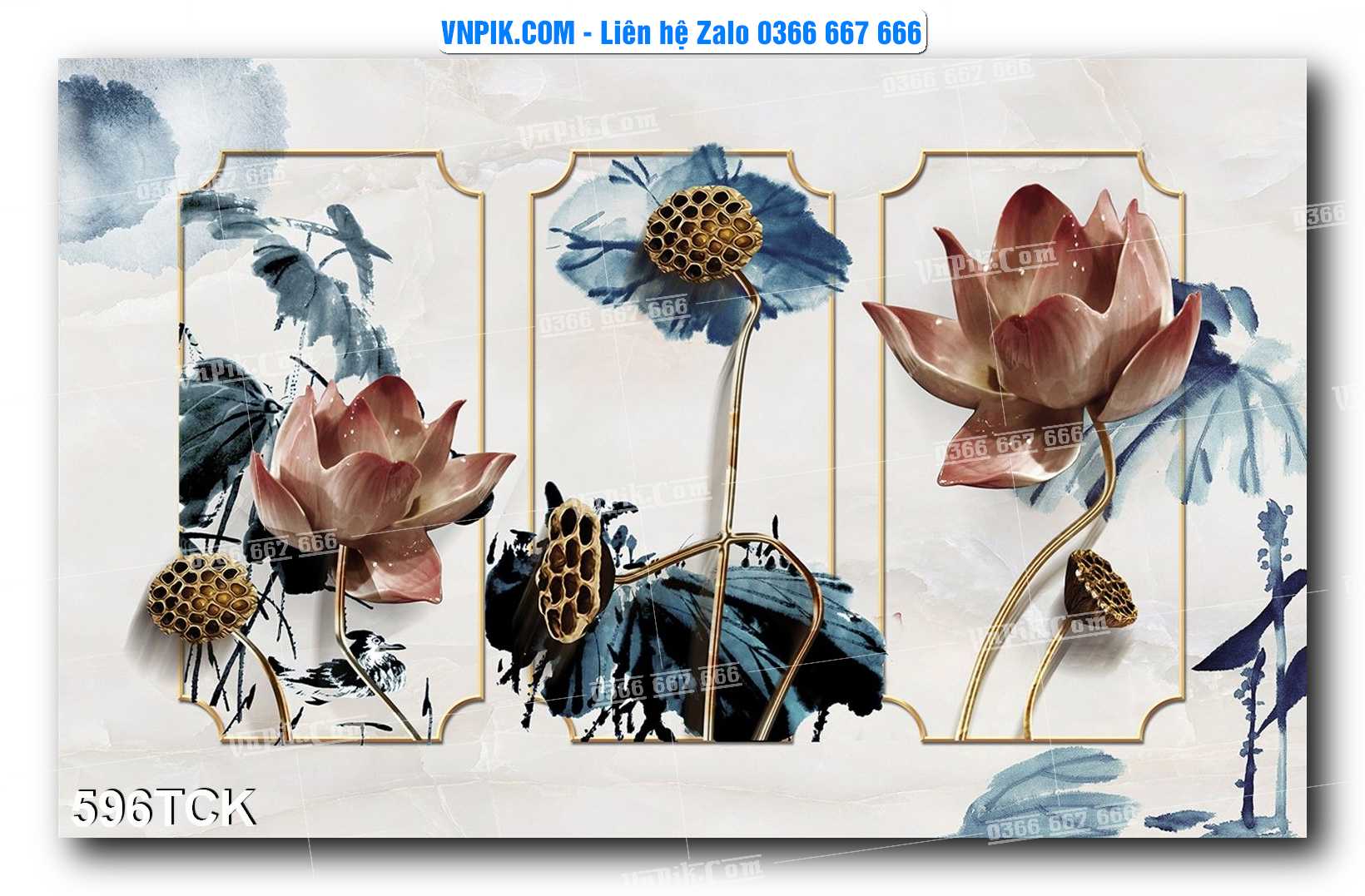 Tranh Hoa Sen – Cá Koi – Cá Chép  596TCK