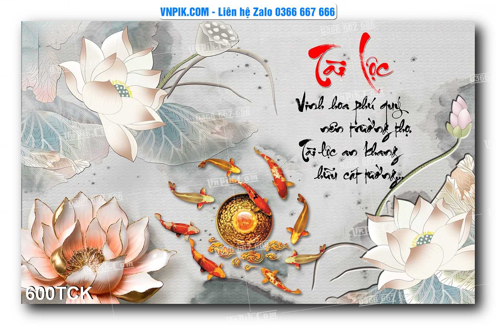 Tranh Hoa Sen – Cá Koi – Cá Chép  600TCK