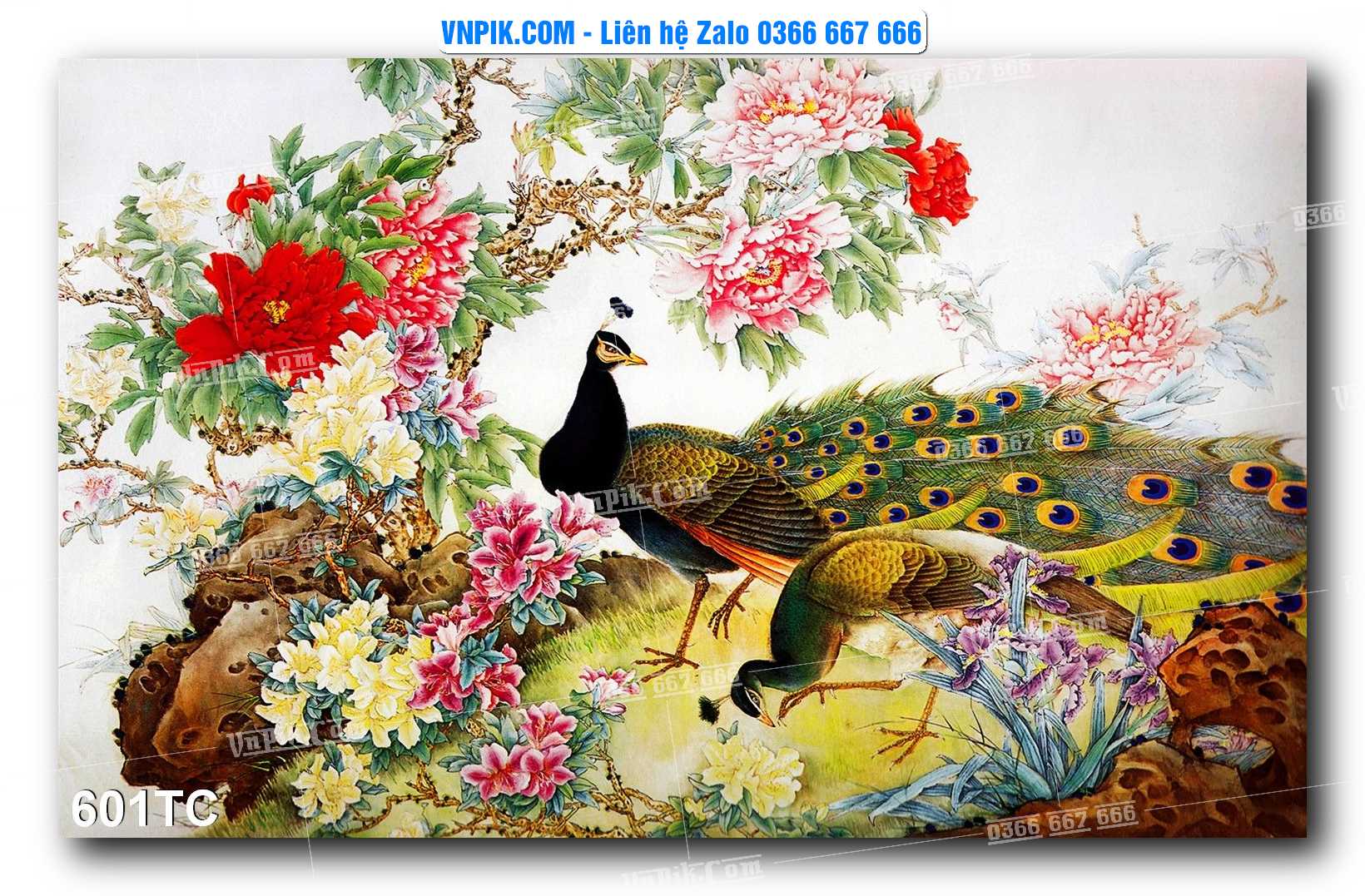 Tranh Treo Tường – Chim Công Hoa Mẫu Đơn 601TC