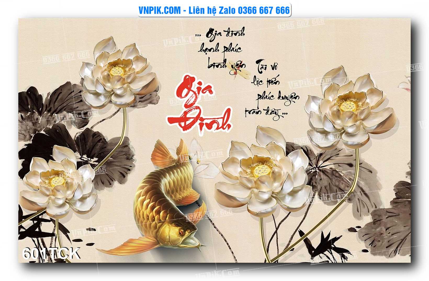 Tranh Hoa Sen – Cá Koi – Cá Chép  601TCK