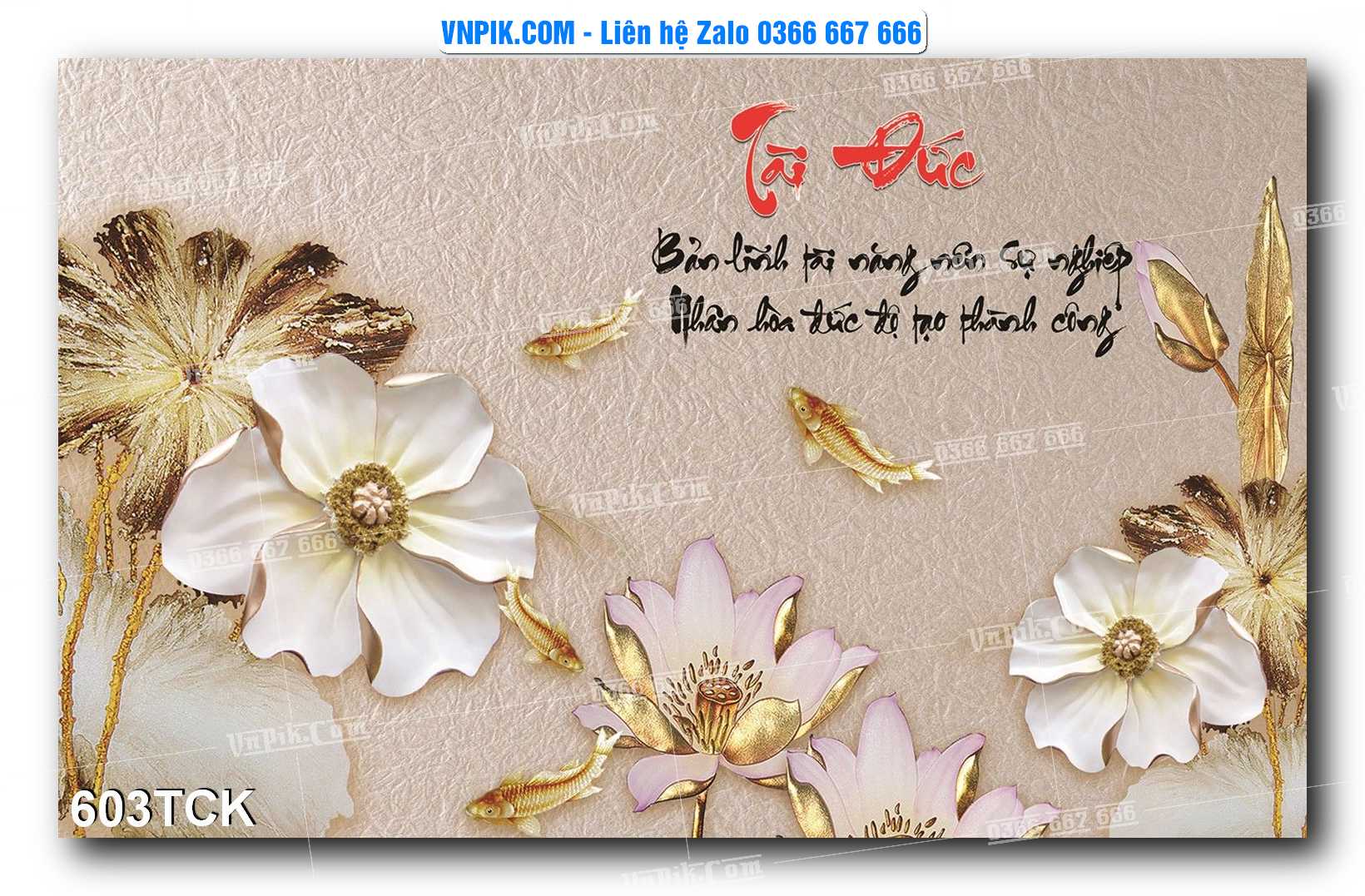 Tranh Hoa Sen – Cá Koi – Cá Chép  603TCK