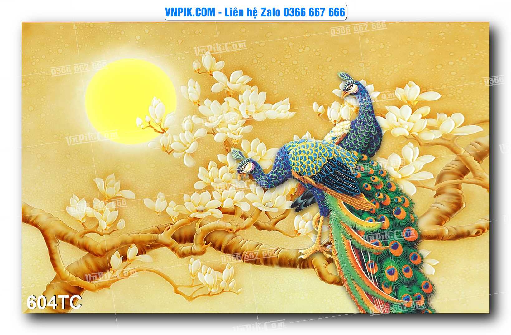 Tranh Treo Tường – Chim Công Hoa Mẫu Đơn 604TC