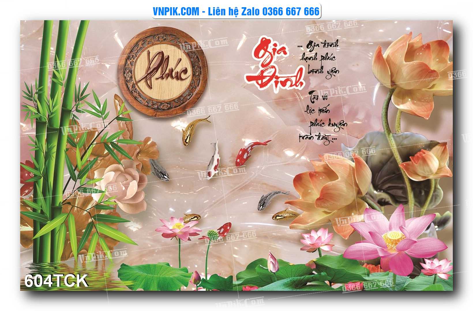 Tranh Hoa Sen – Cá Koi – Cá Chép  604TCK