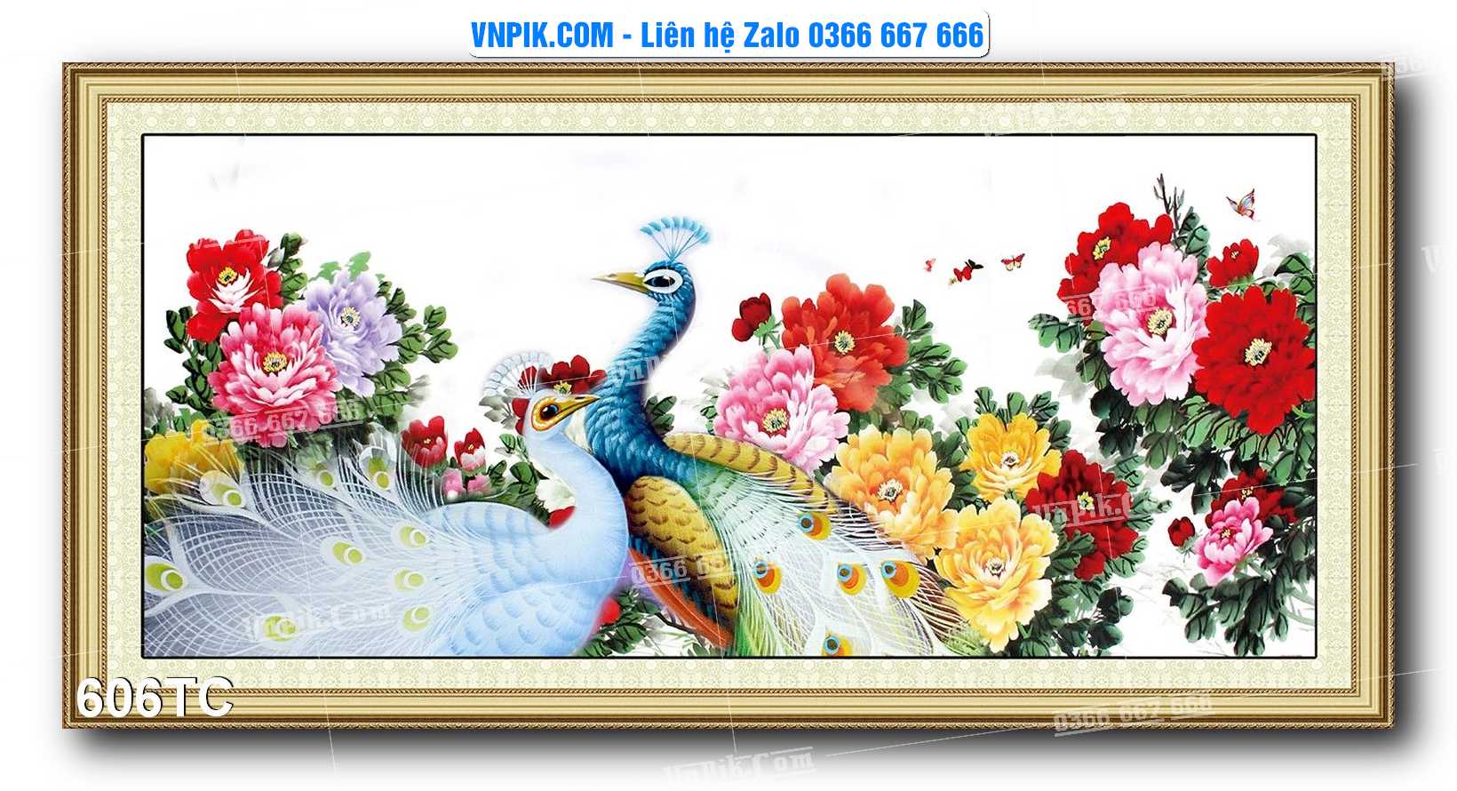 Tranh Treo Tường – Chim Công Hoa Mẫu Đơn 606TC