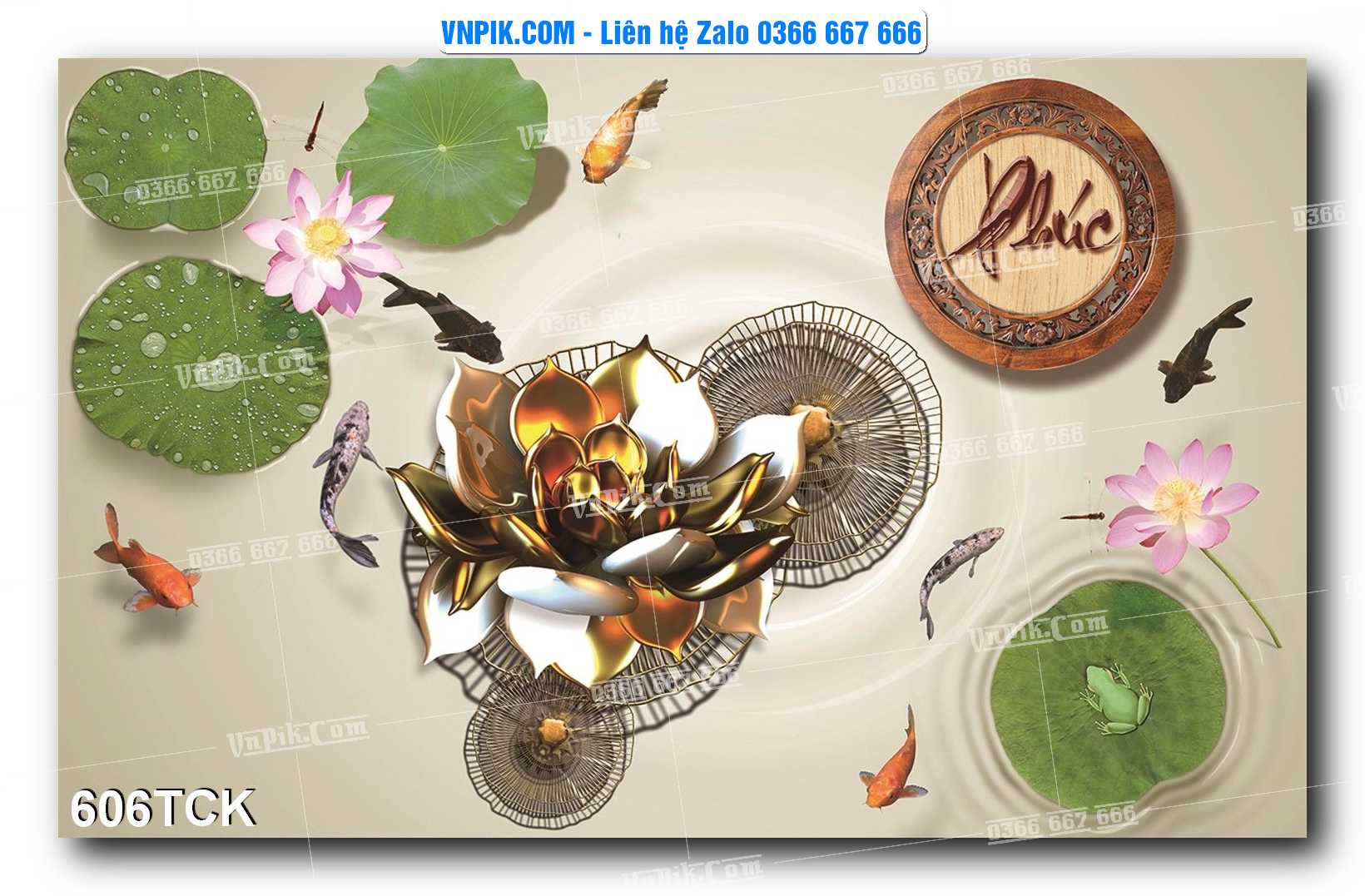 Tranh Hoa Sen – Cá Koi – Cá Chép  606TCK