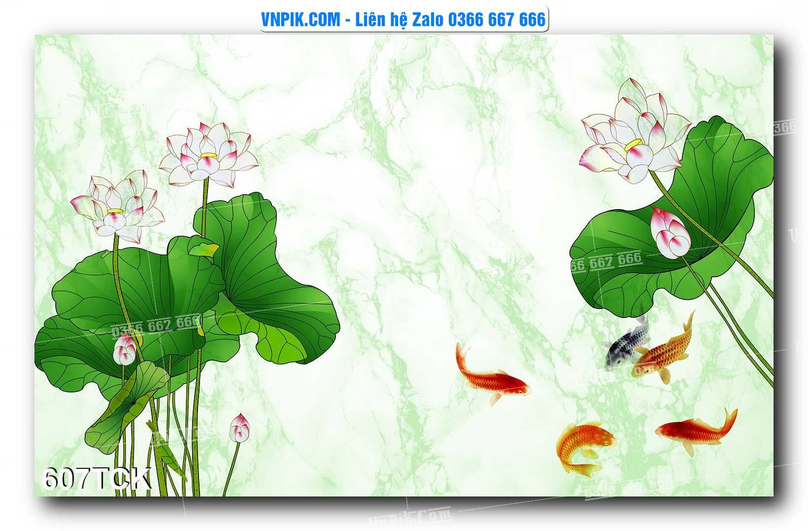 Tranh Hoa Sen – Cá Koi – Cá Chép  607TCK