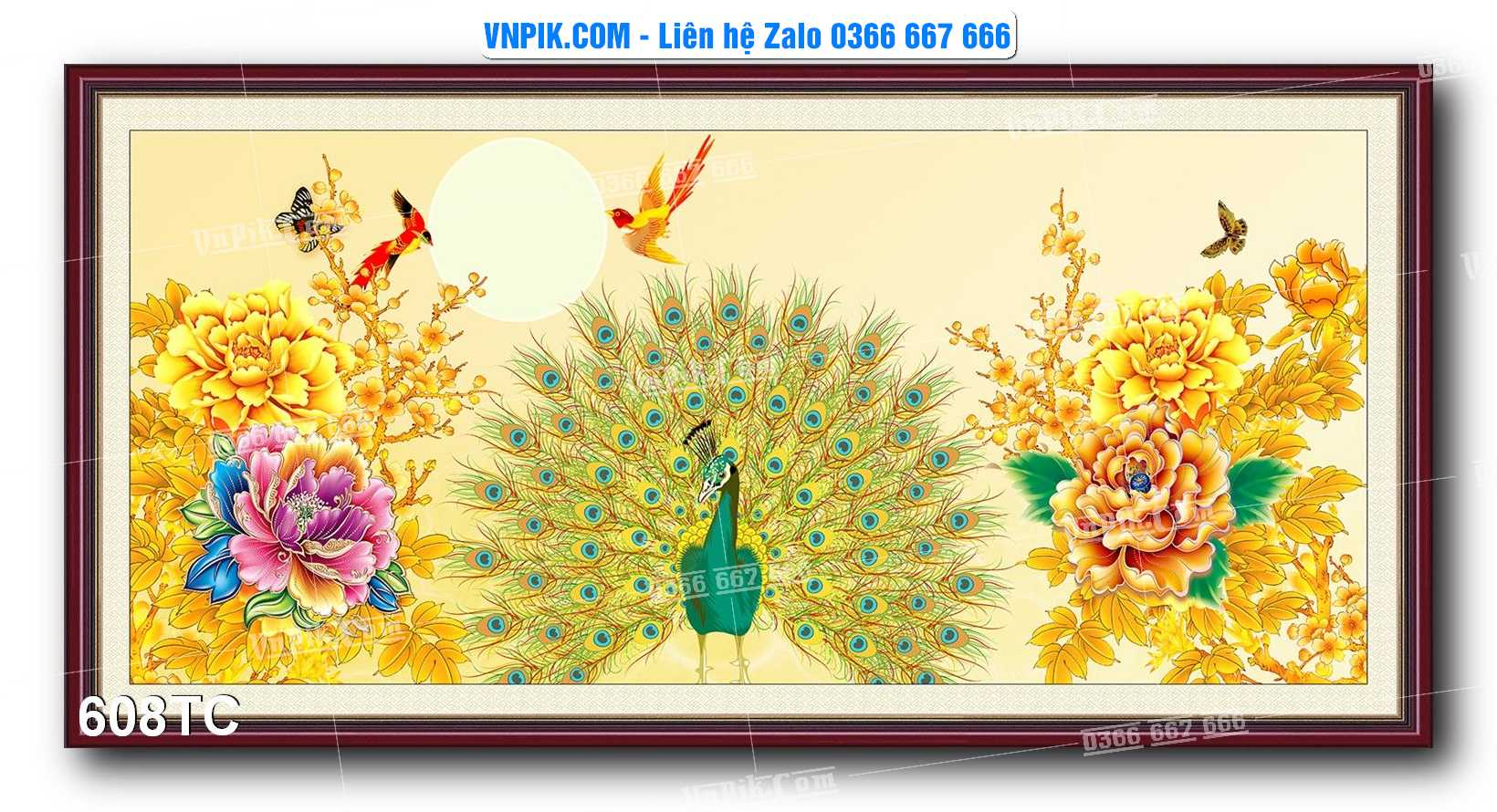 Tranh Treo Tường – Chim Công Hoa Mẫu Đơn 608TC