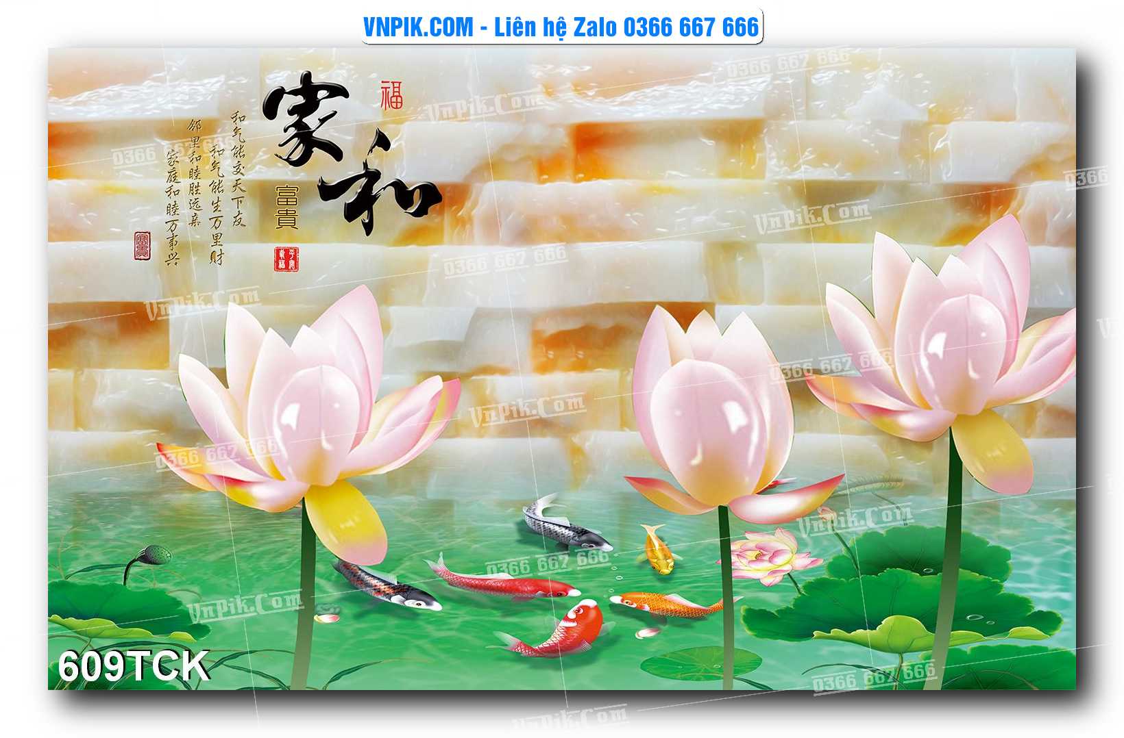 Tranh Hoa Sen – Cá Koi – Cá Chép  609TCK