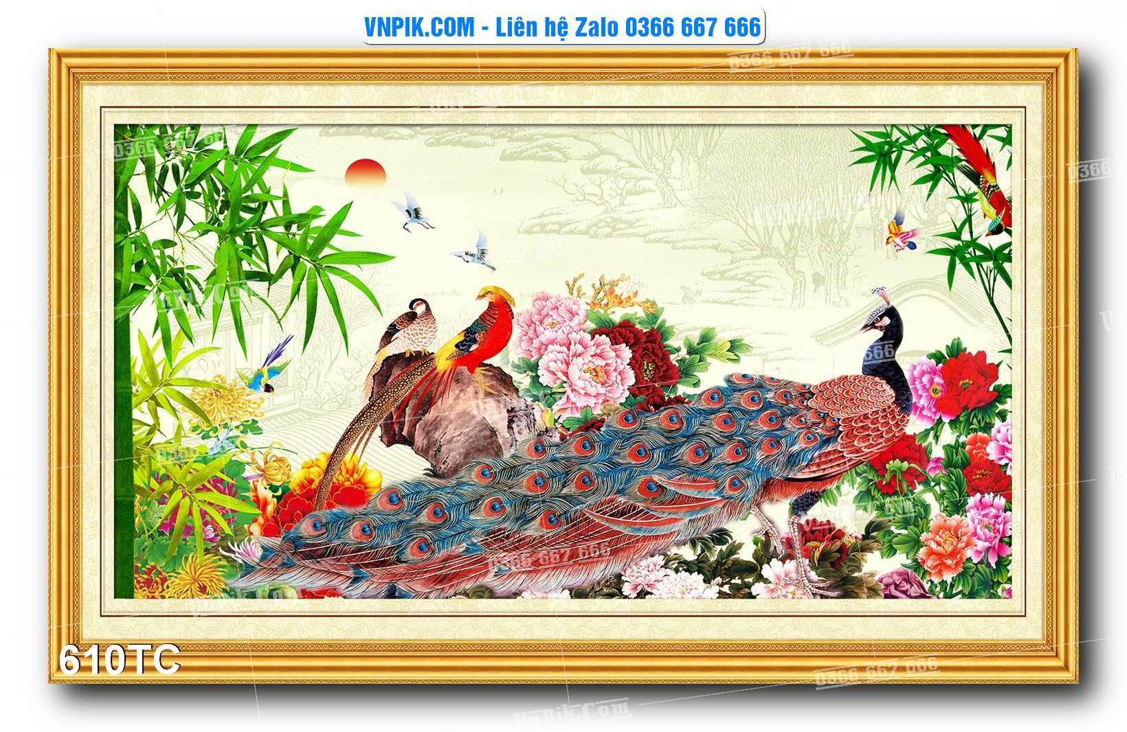 Tranh Treo Tường – Chim Công Hoa Mẫu Đơn 610TC