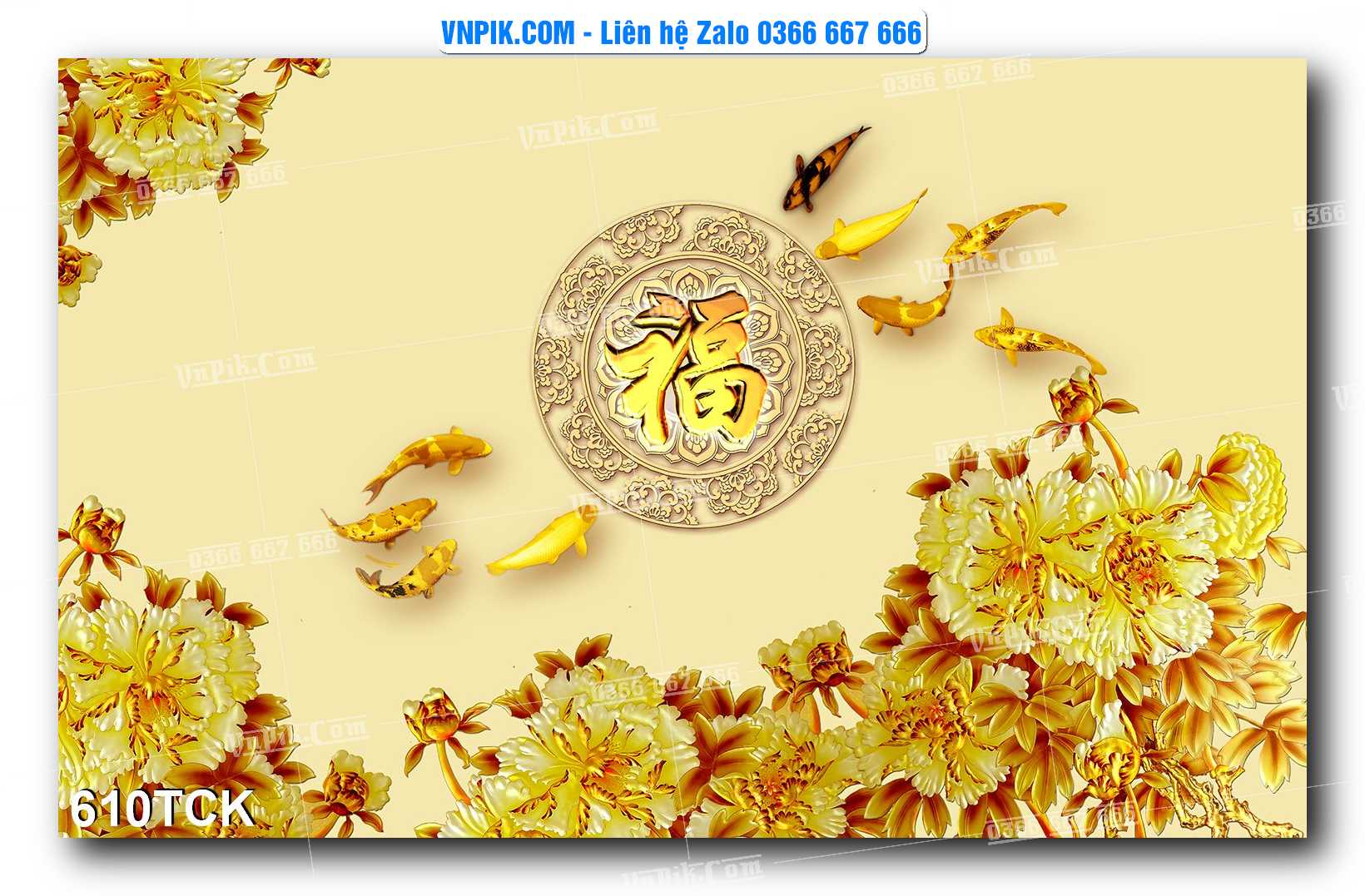 Tranh Hoa Sen – Cá Koi – Cá Chép  610TCK