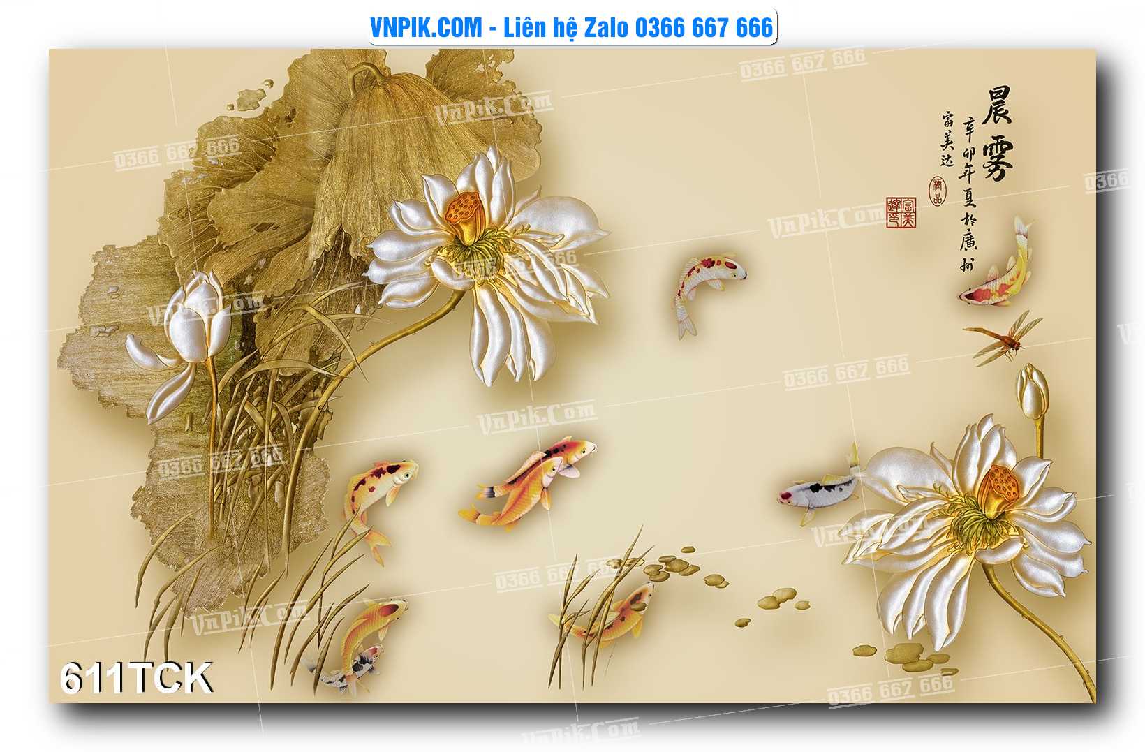 Tranh Hoa Sen – Cá Koi – Cá Chép  611TCK