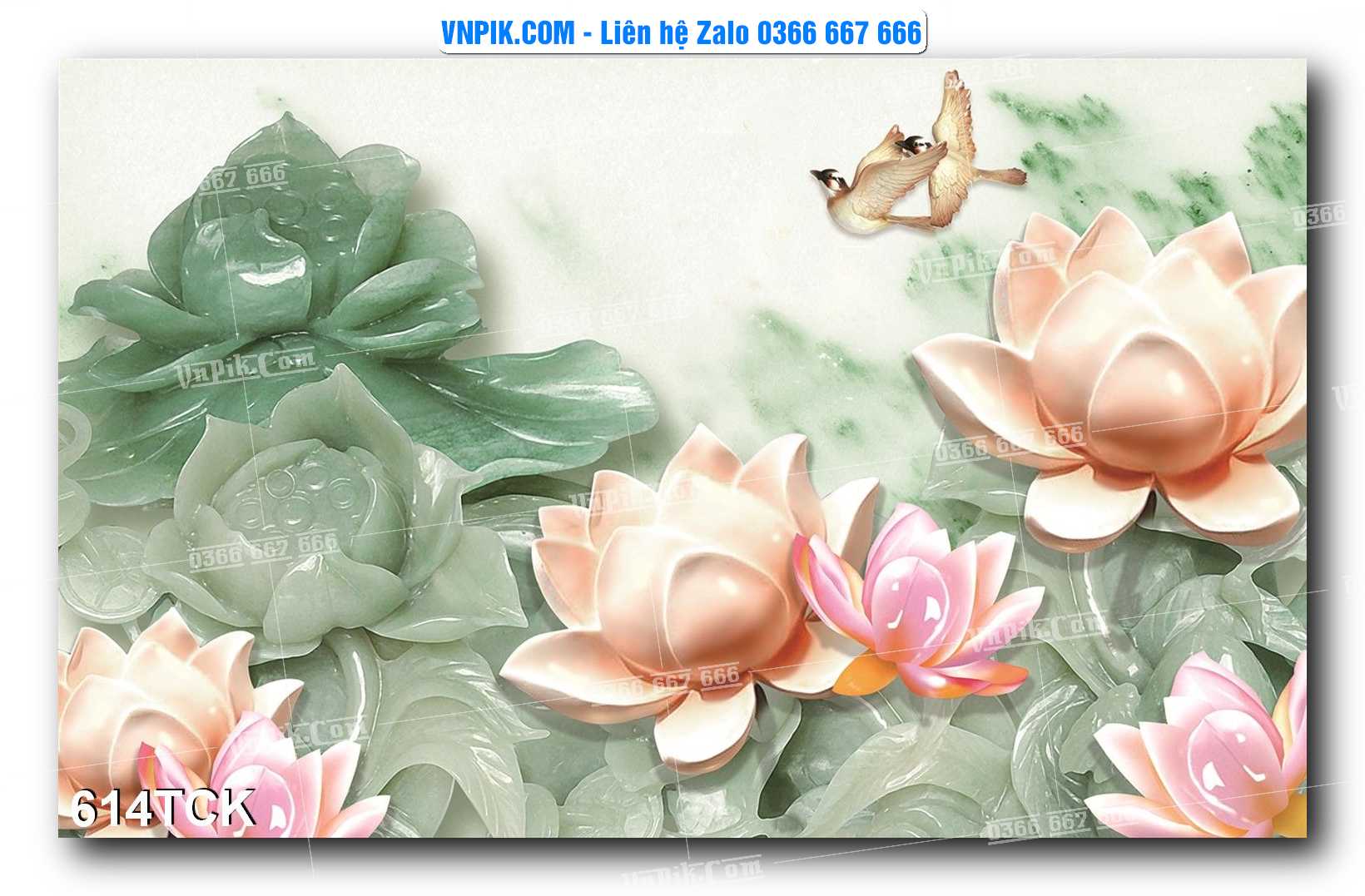 Tranh Hoa Sen – Cá Koi – Cá Chép  614TCK
