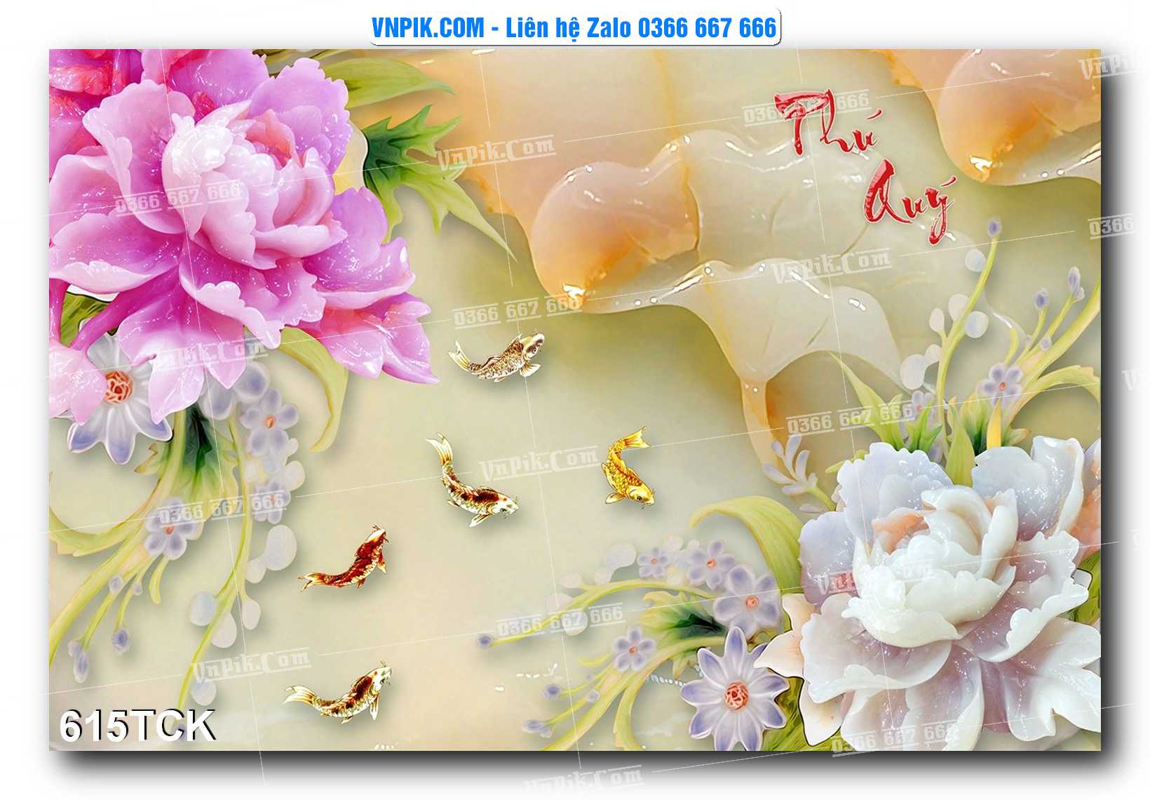 Tranh Hoa Sen – Cá Koi – Cá Chép  615TCK
