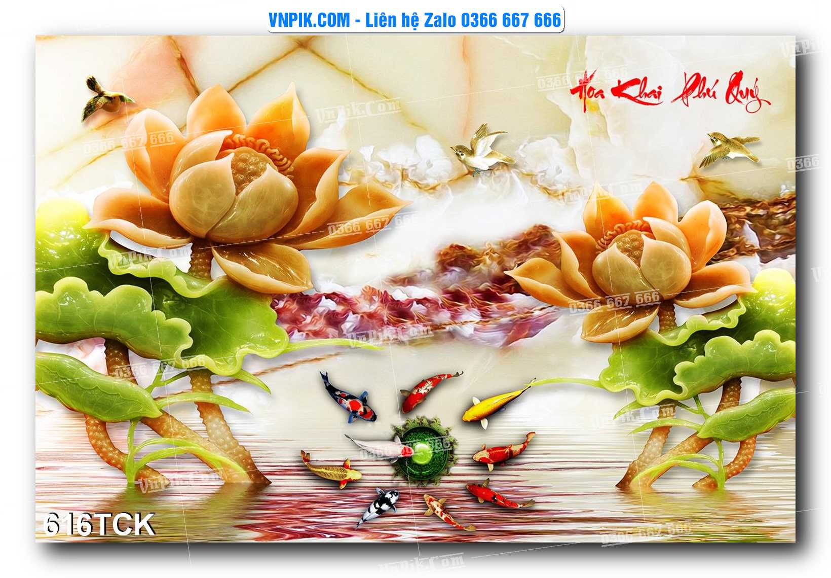 Tranh Hoa Sen – Cá Koi – Cá Chép  616TCK