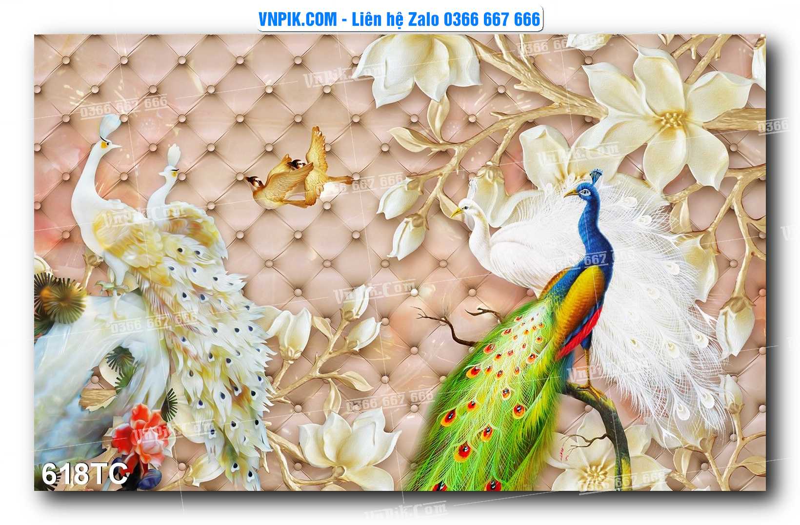 Tranh Treo Tường – Chim Công Hoa Mẫu Đơn 618TC