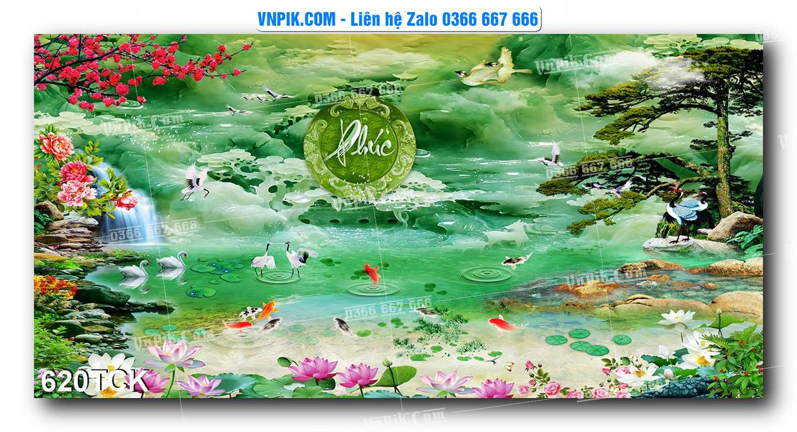 Tranh Hoa Sen – Cá Koi – Cá Chép  620TCK