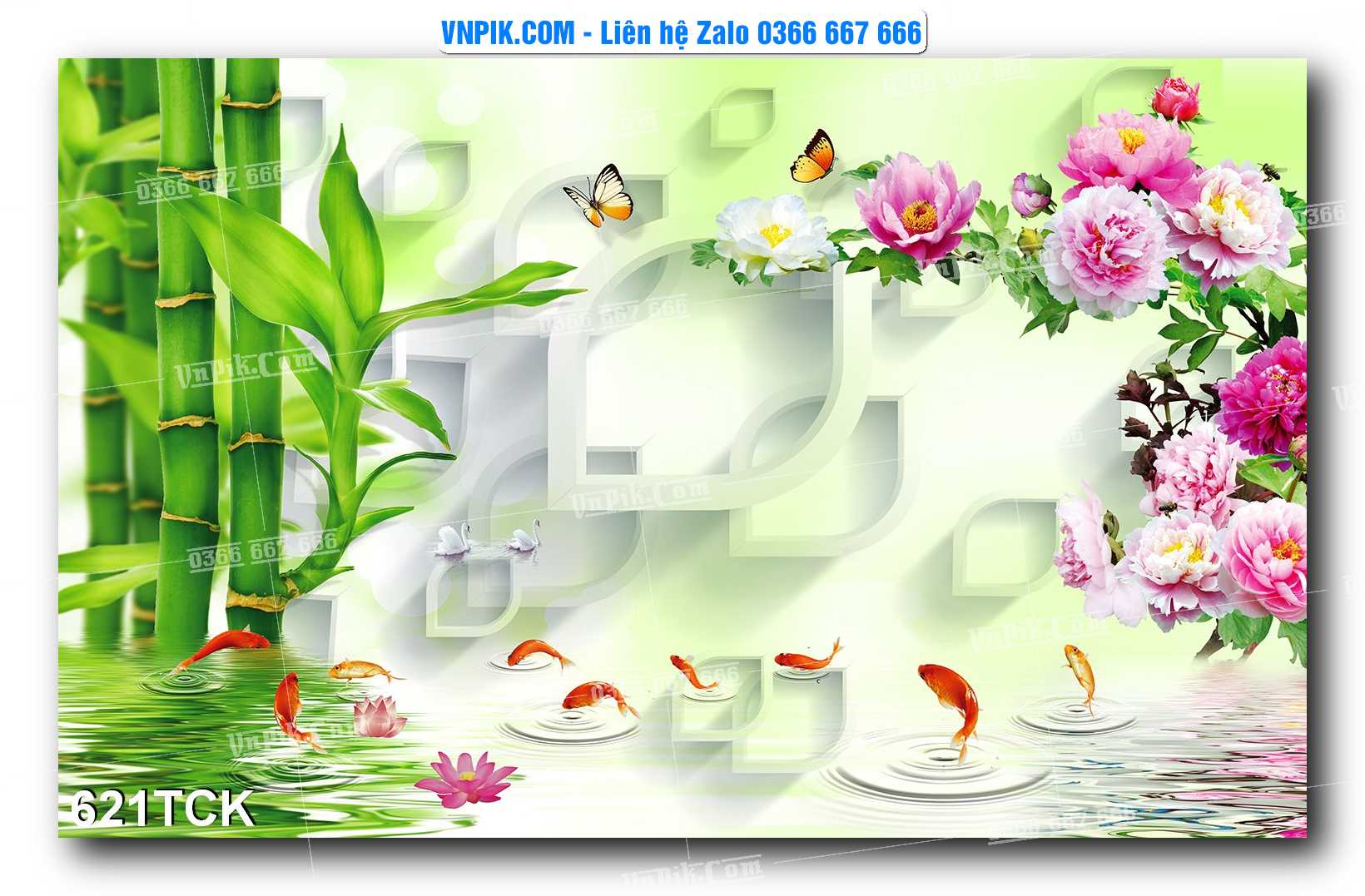 Tranh Hoa Sen – Cá Koi – Cá Chép  621TCK