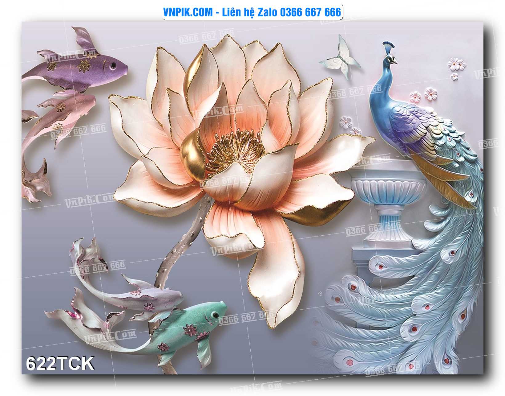 Tranh Hoa Sen – Cá Koi – Cá Chép  622TCK