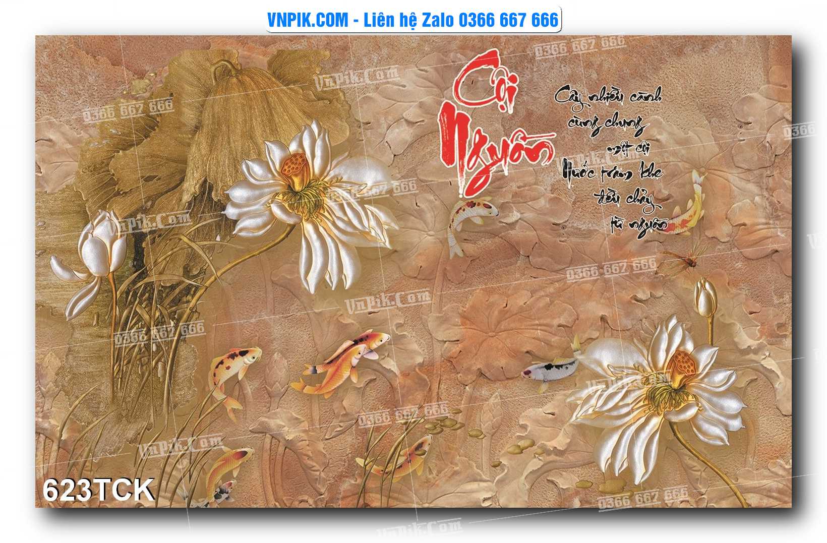Tranh Hoa Sen – Cá Koi – Cá Chép  623TCK