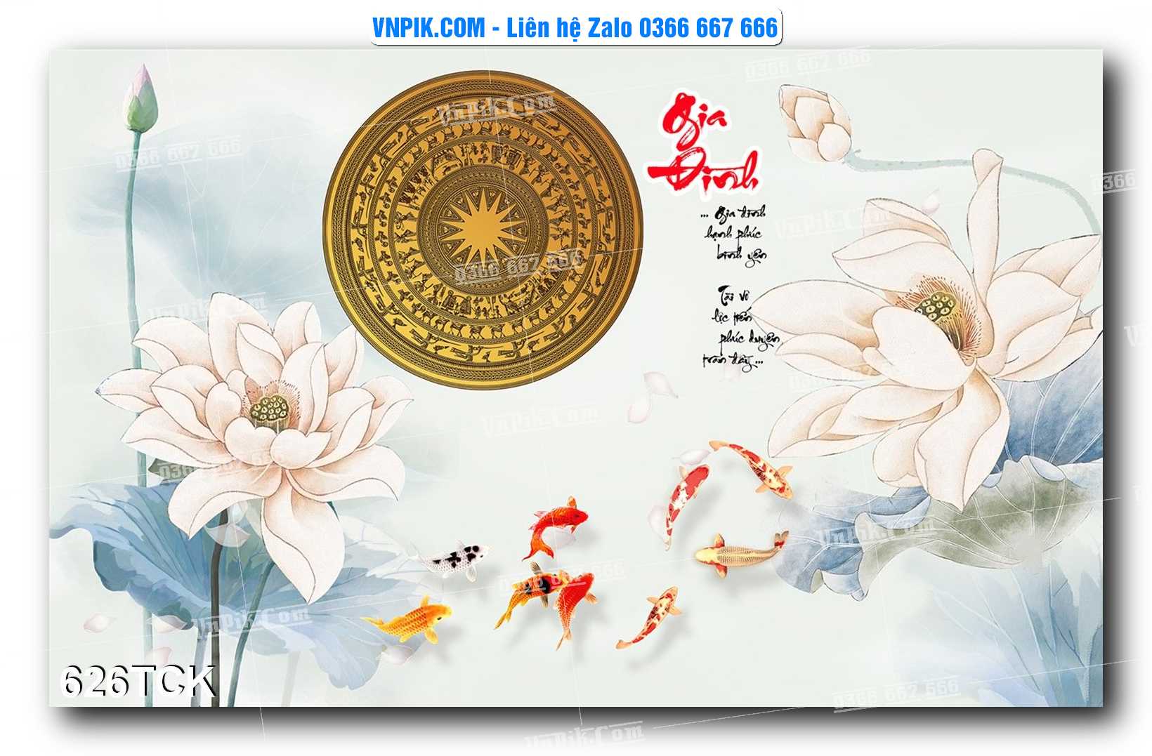 Tranh Hoa Sen – Cá Koi – Cá Chép  626TCK