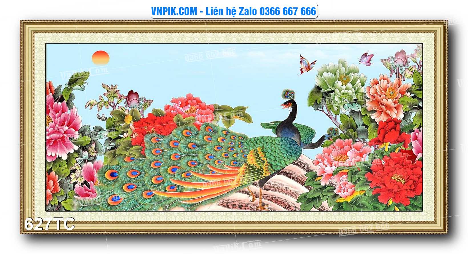 Tranh Treo Tường – Chim Công Hoa Mẫu Đơn 627TC