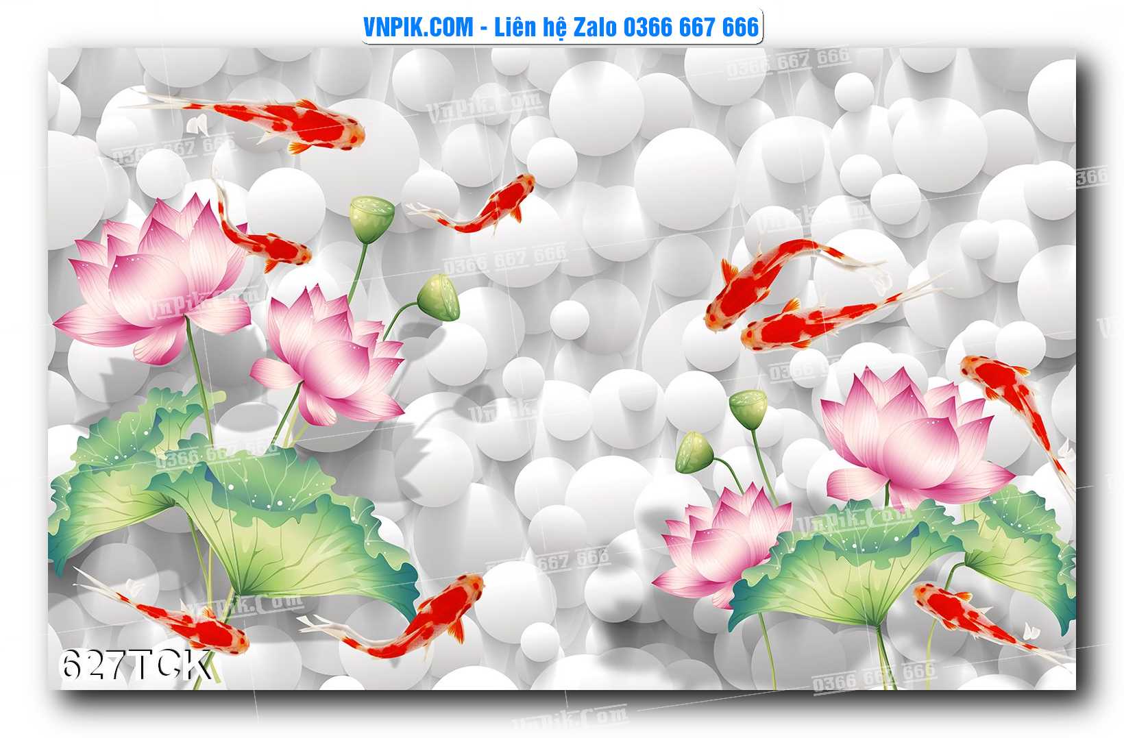 Tranh Hoa Sen – Cá Koi – Cá Chép  627TCK